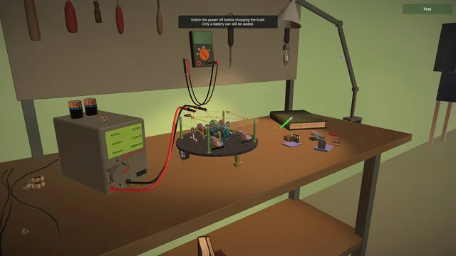 The workbench, power supply and multimeter